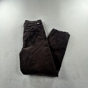Mother Pants Womens 30 Brown The Hustler Ankle Fray Corduroy Flare Raw Hem